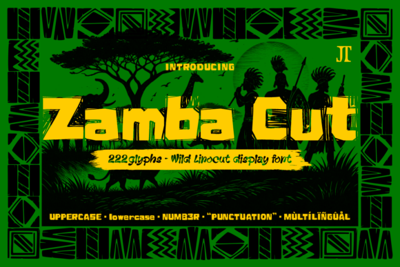Zamba Cut: A Wild Linocut Display Font for Editorial Impact